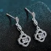 Dangle żyrandol Joycejelly Trendy 925 Srebrne krople dla kobiet Mossanites Diamond Clover Design Fashion Wedding 297Q