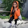 Tsuretobe Sexy Beskuren Puffer Jacka Kvinnor Vinter Kläder Kvinnor Orange Bubbla Coat Hooded Streetwear Woman Parkas Outwear 201212