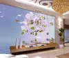 Personalizado grande papel de parede 3d mural sonhador borboleta orquídea orquídea orquídea reflexão tv fundo papéis de parede home decor