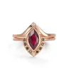 Kluster Ringar Natural Rhombus Ruby Ring Cubic Zirconia Kvinnor Lyxiga Mamma Smycken för Party Moders gåva Brilliant CZ Bröllop