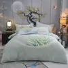 Vintage Shabby Blossom Flowers Grey Duvet Cover 100% Bomull Soft Bedding Set Quilt Cover Bed Sheet Pillowcases Queen King Size T200706