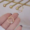 Hoop & Huggie 14k Real Gold Luxury Super Shine CZ Buckle Earrings High Quality Delicate Zircon Circle Earring Jewelry Pendant Accessories1