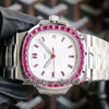 TWF Jumbo Platinum Ruby Bezel 5711 Белый текстура Dial A324 Автоматические мужские часы Hip Hop Bling Jewelry Best Edition Ptpp 2021 PureTime E166A1