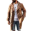 Men's Wool & Blends Winter Warm Casual Long Cardigan Jacket Men Fashion Single-breasted Coats Vintage Houndstooth Plaid Printed Mens Woolen