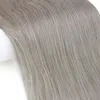 Coda di cavallo lunga e diritta da donna matura, coda di cavallo per capelli umani grigio argento con coulisse e coda di cavallo intrecciata con clip