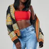 African Print Women Four Season long sleeve chiffon cardigan Short Casual Durable Jacket M0828226v