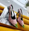 Scarpe colorate per le donne Bocca superficiale Slingback Tacchi alti Sandali a spillo Donna 2022 Brevi pompe Cuneo a punta Aperto Fine Spri