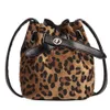 Borse Donna peluche Leopard Print Borsa a tracolla di alta qualità casuale del messaggero di Crossbody Bag Borse Secchio