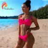 Andzhelika Seksi Bandeau Bikinis Mayo Push Up Bikini Set Ruffles Elmas Iki Parçalı Mayo Yaz Plaj Mayo T200508