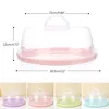 Bouteilles de stockage Bocaux Boîte à gâteau ronde en plastique portable Cupcake Dessert Container Case Sealing Handheld Carrier Wedding Birthday Supplies1