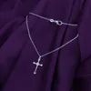 Christliche Halsketten 925 Silber Jesus Kreuz Anhänger Halsketten Damenmode DIY edlen Schmuck Geschenke Q0531