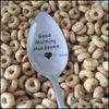 Party Favor Event & Supplies Festive Home Garden Valentines Day Gift Anniversary Boyfriend Stainless Steel Spoon Good Morning Handsome Beaut