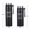 Bouteille de sport 800 ml / 1000 ml grande capacité double thermos en acier inoxydable voyage en plein air portable flacon à vide de voiture étanche 201204