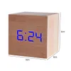 Cubo in legno Led Slow Orologio Audio Temperatura Controllo LED Display Electronic Desktop Digital Orologi Digital Despertador 201222