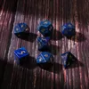 Natural Lapis Lazuli Loose Gemstones Engrave Dungeons And Dragons Game-Number-Dice Customized Stone Role Play Game Polyhedron Stones Dice Set Ornament Wholesale