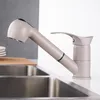 Keukenkranen Grifos de Cocina Swivel Trek naar buiten Keukengootsteen Kraan Waterbesparende Zwarte Basin Crane Mixer Brass Tap WF-7005 T200424