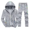 Marque Hommes Sweats à capuche Survêtement Sweat à capuche Ensemble pour hommes Automne Hiver Deux pièces Ensemble Veste + Pantalon Sportswear Rainbow Suit 201109