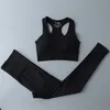 Outfits New Woman Yoga Outfit Solid Gym Clothing Workout Sets Sports Bra Seamless Leggings Long Sleeve Crop Top Female Trainning Clothes S