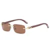 Designer Men's and Women's Beach Couple Sunglasses 20% Off trend wood leg frameless ocean film small box optical glasses