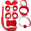 Nxy Adult Toys 7pcs Bdsm Bondage Set Fetish Slave Adults Games Hand Cuffs Ankle Eye Patch Collars Mouth Gag Rope Whip Sex for Couple 1120