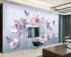 3D Çiçek Duvar Kağıdı 3D Üç Boyutlu Rölyef Şakayık Çiçek Retro Avrupa Takı TV Arka Plan Duvar Romantik Çiçek 3D Duvar Kağıdı
