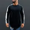 Muscleguys TShirt Uomo Primavera Autunno Manica lunga One-Collo T Shirt Uomo Marchio di abbigliamento Moda Patchwork Cotton Tee Tops 201116