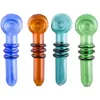 CSYC Y025 Colorful Glass Pipes About 10.5cm Length 3 Rings Tobacco Dry Herb Spoon Smoking Pipe