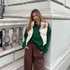 ウィルシラ女性ファッションハイネッククロップドチョッキベストカジュアルウーマンセブレスパフジャケットシックレディ冬の暖かい衣装220125