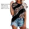 Women's T Shirts Women's T-Shirt Summer Women Plus Size Casual O-Neck Color Block Leopard Print Shirt Loose Short Sleeve Party Tops