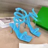 2022 wire stretch sandals Rubber leather spiral sandal Women designer high heels outdoor Shoes Sexy Party Wedding slides Fashion s2655945