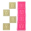 Baby Square Letter Chocolate Flip Silicone Mold Cake Dekoration Bakningsverktyg Ljus Harts Mögel Partihandel ZC3460