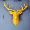 3D Deer Head Statue Decor Abstract Sculpture Home Decoration Accessories 50x49x20cm Living Room Wall Big Elk Statues Decorations T200331