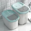 Caixa de armazenamento de arroz plástica 10 / 20kg selada de umidade à prova de umidade de green Caixa de armazenamento de arroz de cozinha
