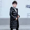 3-14 Years Winter Coats 2020 Girls Boys Down Winter Black/red Long Jacket Windproof Snowsuit Jacket Outdoor Hooded Kids Thicken LJ201017