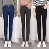 Jeans femininos 2021 Mulheres Esticão de cintura alta inverno pelúcia quente enorme denim senhora plus size calças skinny estudantes calças de lápis