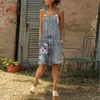 Denim Court Combinaisons Femmes Mode Street Style Floral Imprimé Bib Pantalon Jeans Combinaisons Shorts Sangle Salopette Barboteuses Nouveau D30 T200704