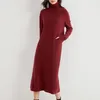 Women Dress Longer 100% Cashmere and Wool Knitted Jumpers New Fashion Winter Turtleneck Dresses Female Midcalf Pullovers 201110