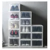 Thicken Plastic Sport Shoes Dustproof Storage Boxes Transparent Sneaker Stackable Organizer Domestic Box Exhibition cabinet Black White