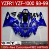 Motorcycle Body For YAMAHA YZF R 1 1000 CC YZF-R1 YZF-1000 98-01 Bodywork 82No.8 YZF R1 YZFR1 98 99 00 01 1000CC YZF1000 1998 1999 2000 2001 OEM Fairings Kit silvery flames