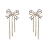 Dangle & Chandelier Korean Style Bowknot Tassel Earrings For Female 2022 New Delicate Front And Back Oorbellen