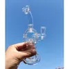 Trasparente Recycler Glass Water Bong Dab Rig Fumo spesso Shisha Narghilè Pipe Clear Smoke Pipe Oil Dab Rigs Con ciotola 14mm Commercio all'ingrosso