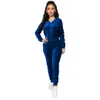 Kadın Kadife Trailtsits İki parça set tasarımcı fermastik elastik bel kazak kapüşonlu pantolonlar