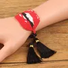 SHINUSBOHO Große Rote Lippe Armbänder Armreifen für Frauen Handgemachte Webart MIYUKI Rocailles Armband Weiblichen Geschenk Schmuck Einstellbar1
