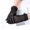 1 par nuevos guantes de moda Sexy leopardo mujeres encaje protector solar a prueba de Uv guantes de conducción damas malla corta fina