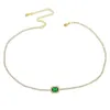 Mode Populärt guldfärg Kvinnor Tennis Chace Choker Halsband med Sapphires Grön Vit Röd Gul CZ Stone Paved Halsband