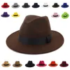 Vintage chapeaux fedora chapeaux classique hiver chapeau automne extérieur décontracté feutre chapeau hommes couleur unie fascinateur casquettes hommes femmes 201L