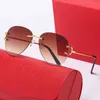 Men's sunglasses, metal frame, rimless glasses, with large C lenses, French authorized design, men's eye shadow, new style, Premium