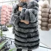 Women Warm Real Fur Coat long Winter Genuine Fur Jacket Fashion Outwear Luxury Natural Coat For Girls queentina