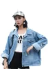 Women Jaket Ripped Jean Denim Coat Jackets Letter Patch Designs Spring Autumn 9CT00291