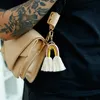 Fashion Boho Weave Rainbow Tassel KeyChain Bag hänger guld nyckelhållare mode smycken gåva kommer och sandig ny